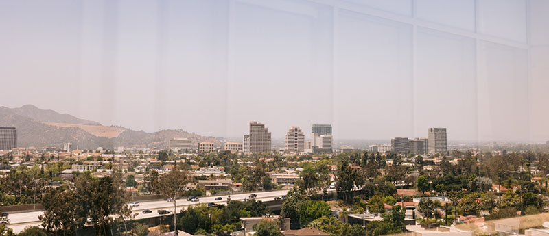 Reflection of Glendale skyline